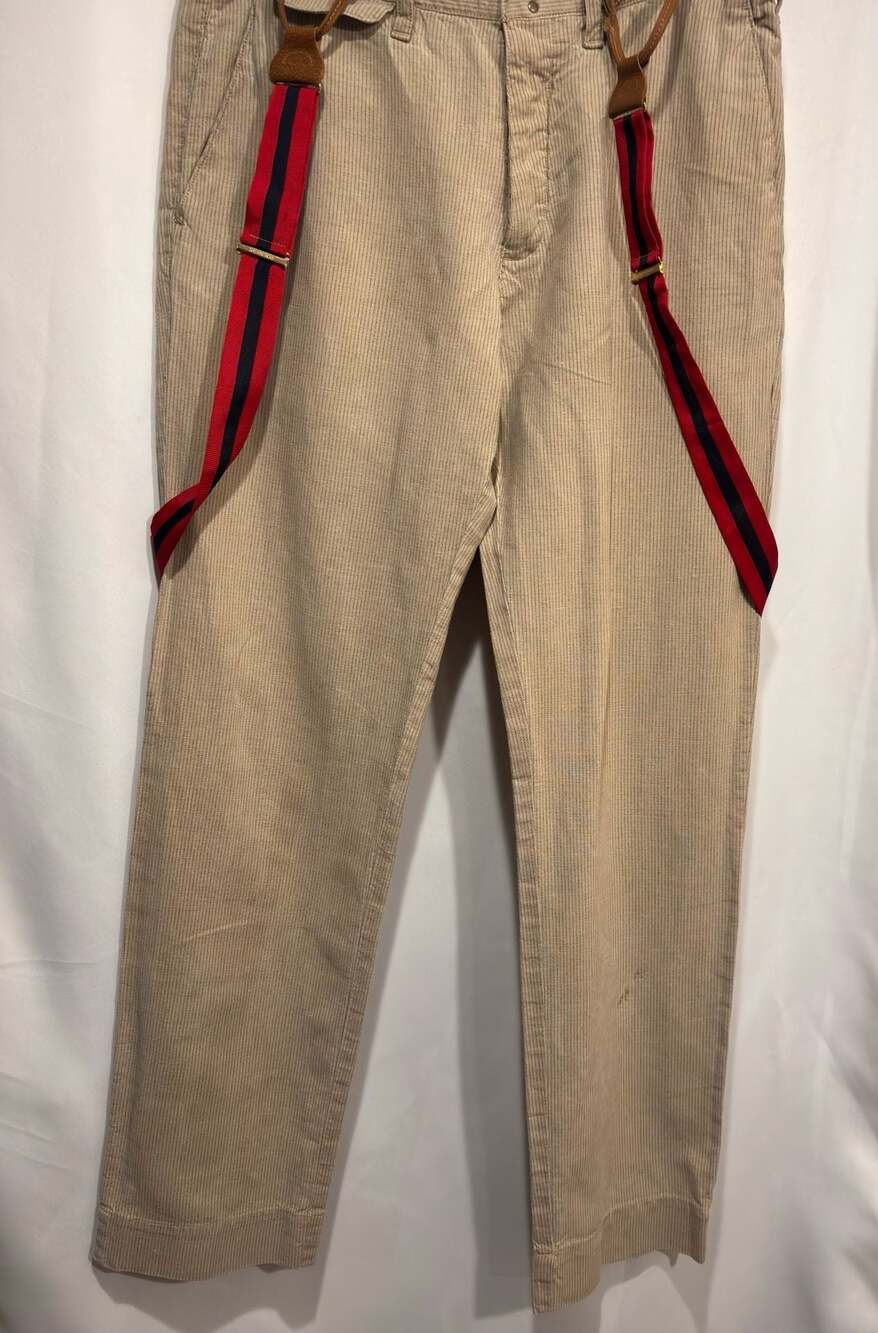 Banana Republic Heritage Linen Cotton Striped Pants with Suspenders Size 32/32